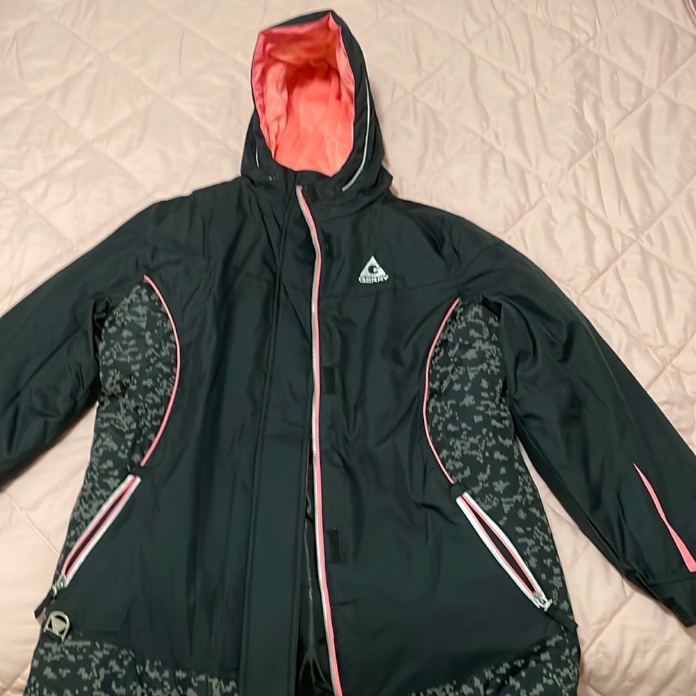 Gerry Girls Black Fleece Hooded Full Zip Jacket L (14/16)
